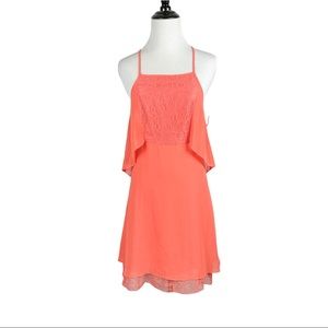 BCBGeneration Coral Sundress Halter Neck Mini Dress Size Small in Coral